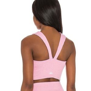AloSoft Ribbed Chic Bra Tank in pink